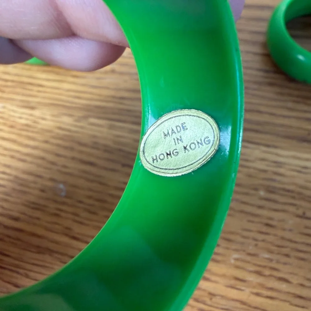 Vintage Green Plastic Napkin Rings Set of 4 Made in Hong Kong Retro Table Decor